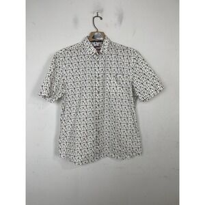Johnnie-O Hangin Out Mens Large White Tropical Cocktail Pineapple Print Shirt‎